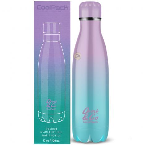 Bidon Coolpack ze stali nierdzewnej, Ombre Różowy/Zielony, 500ml - 2